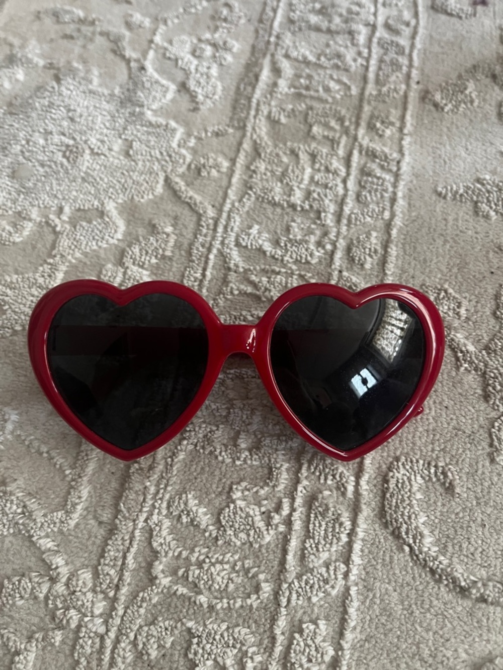Red Heart-Shaped Sunglasses with Black Lenses